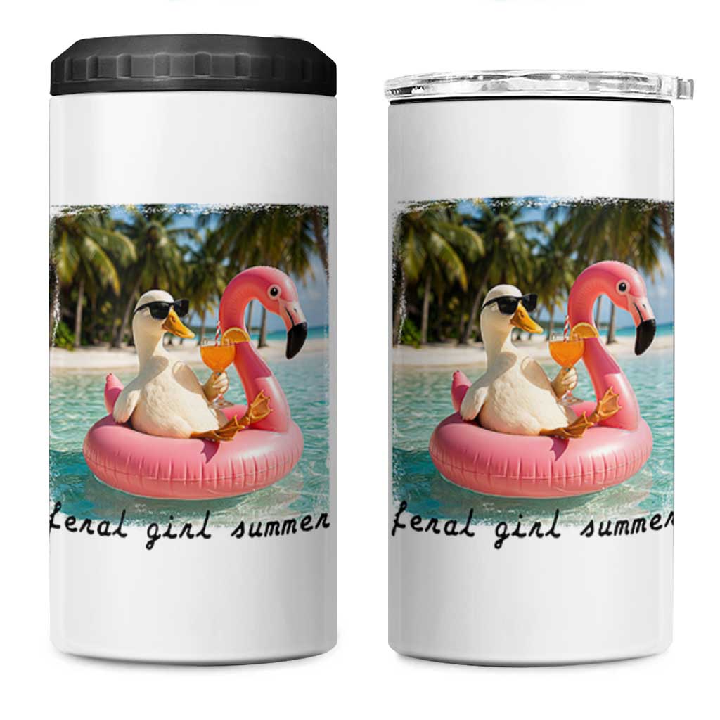 Feral Girl Summer 4 in 1 Can Cooler Tumbler Silly Goose Summer Beach Meme