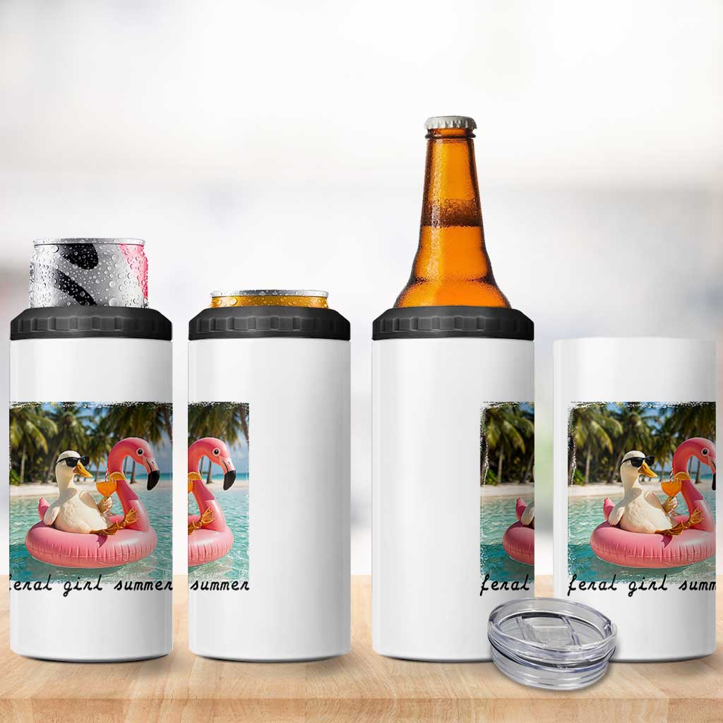 Feral Girl Summer 4 in 1 Can Cooler Tumbler Silly Goose Summer Beach Meme