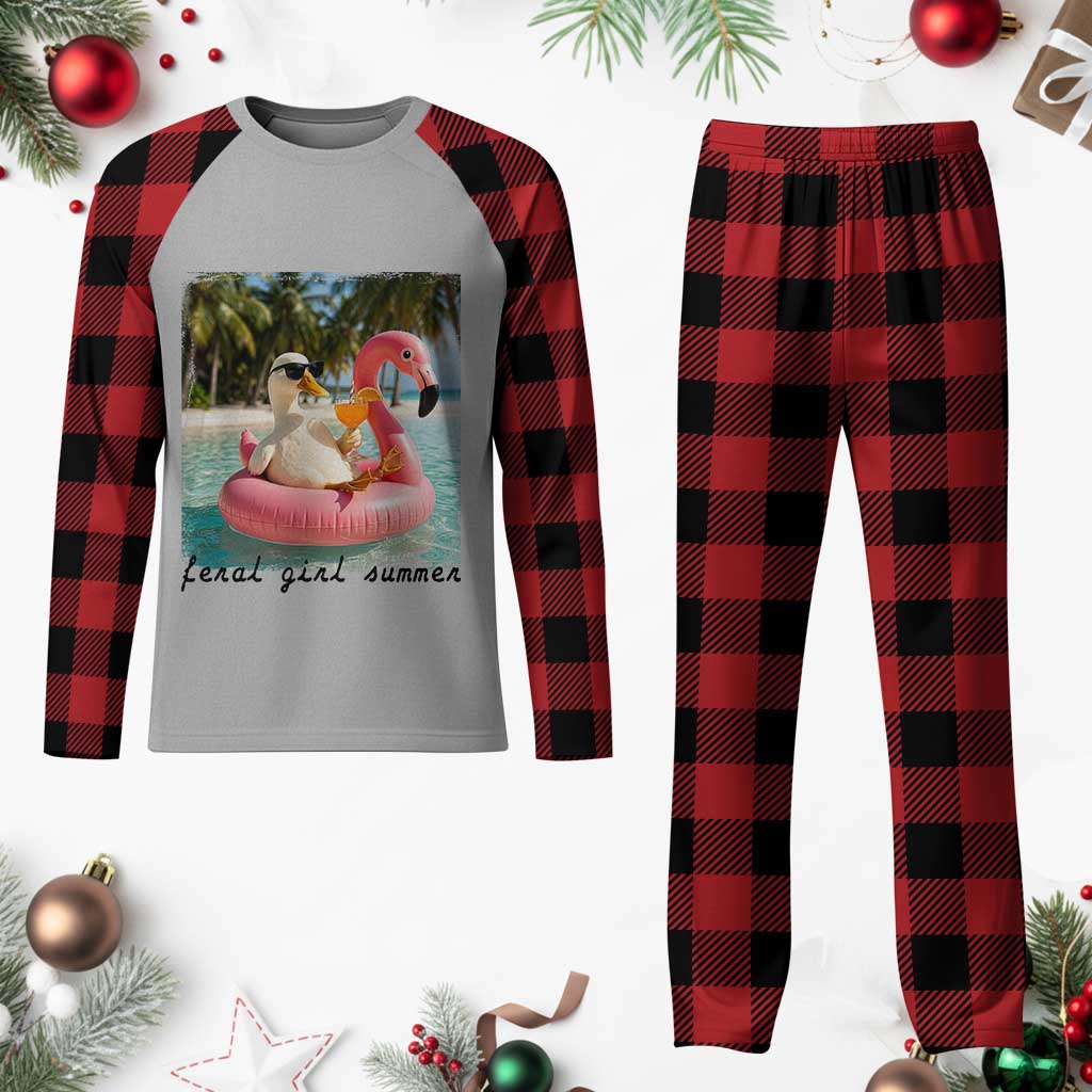 Feral Girl Summer Plaid Pajama Set Silly Goose Summer Beach Meme