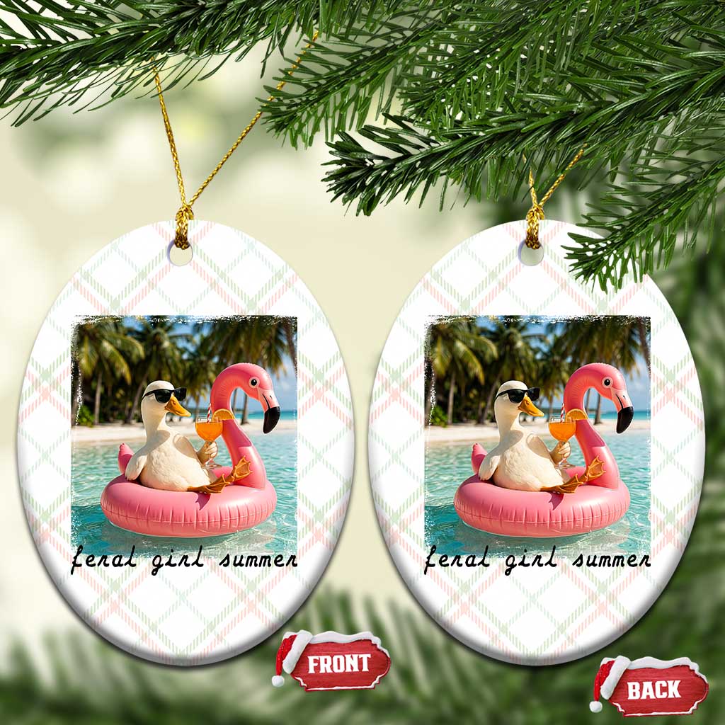 Feral Girl Summer Ceramic Ornament Silly Goose Summer Beach Meme