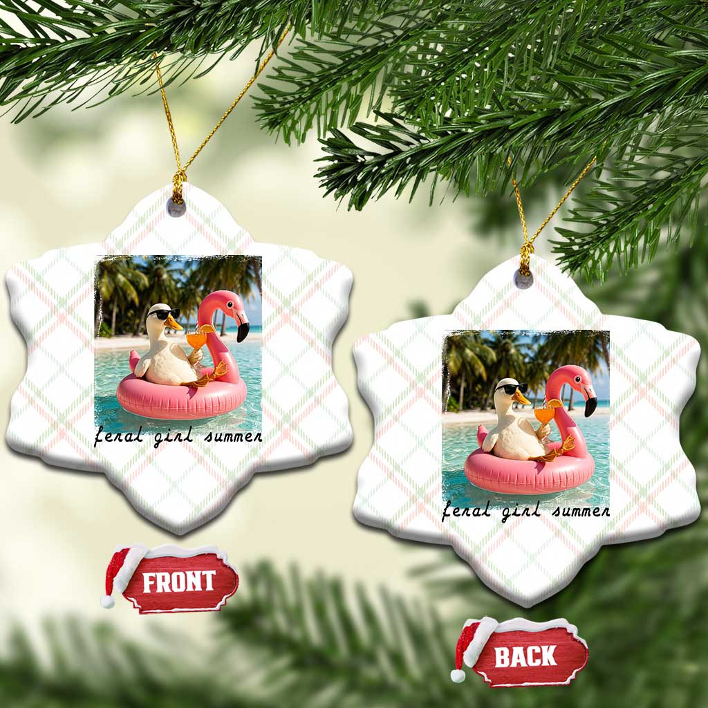 Feral Girl Summer Ceramic Ornament Silly Goose Summer Beach Meme