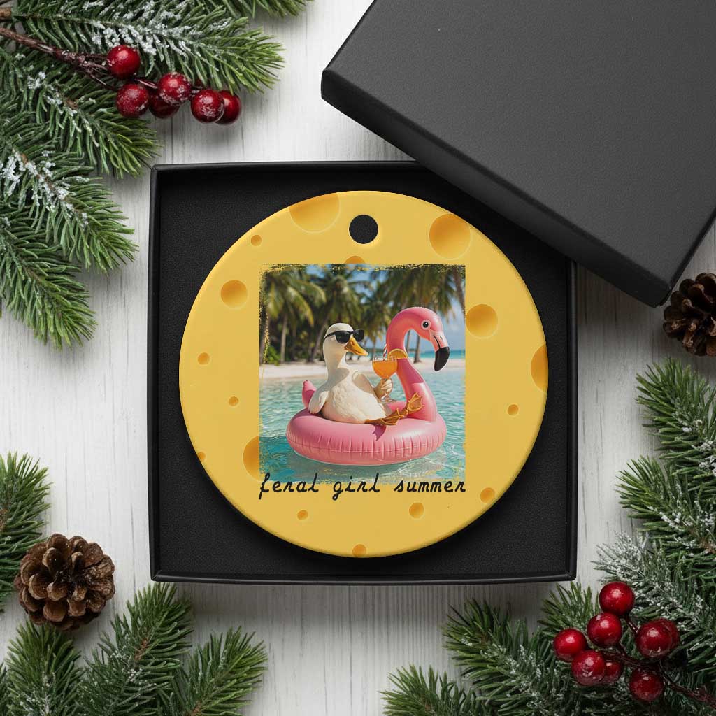 Feral Girl Summer Ceramic Ornament Silly Goose Summer Beach Meme