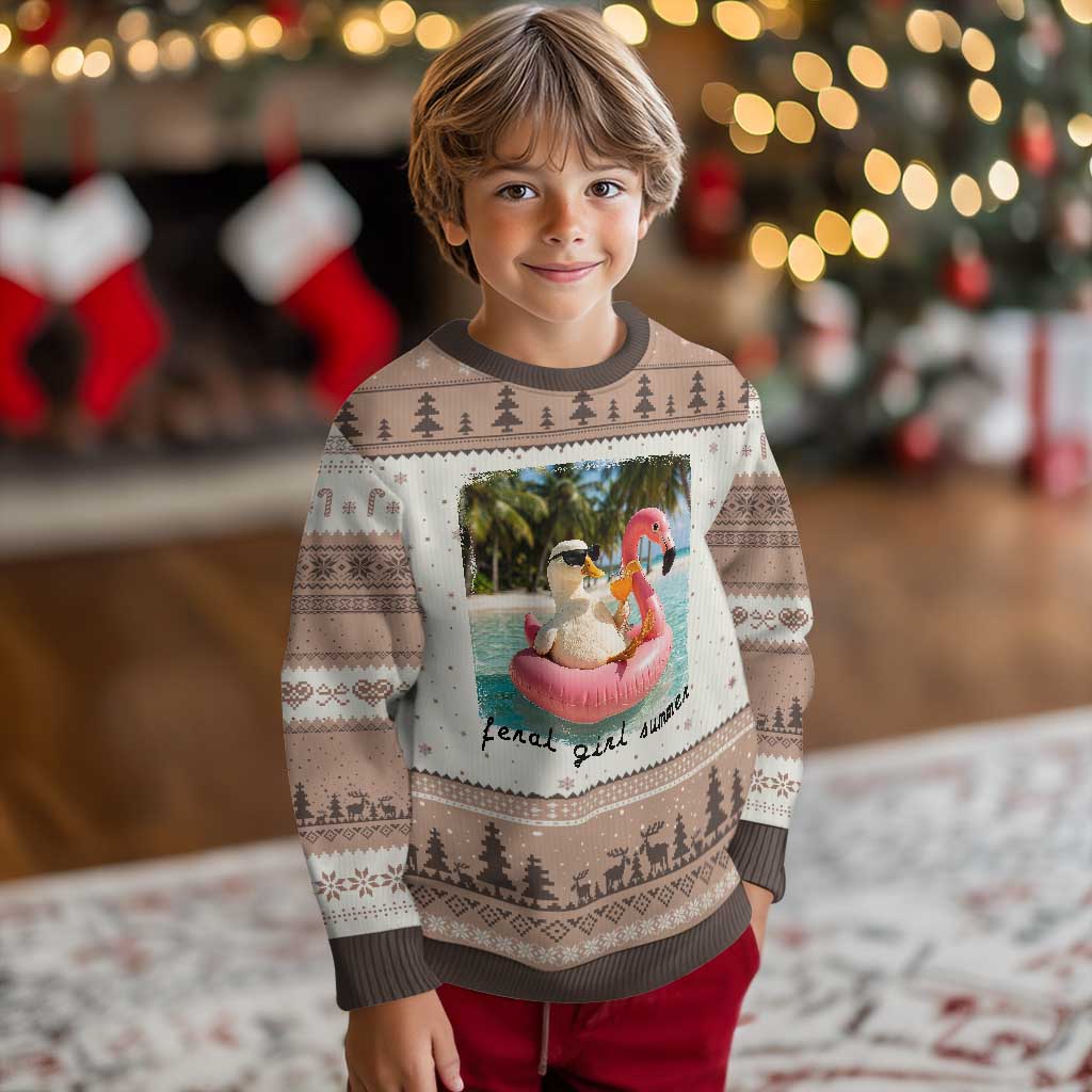 Feral Girl Summer Ugly Christmas Sweater Silly Goose Summer Beach Meme
