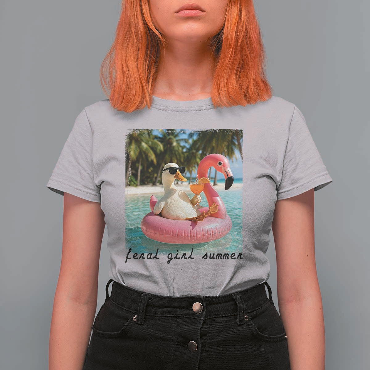 Feral Girl Summer T Shirt For Women Silly Goose Summer Beach Meme