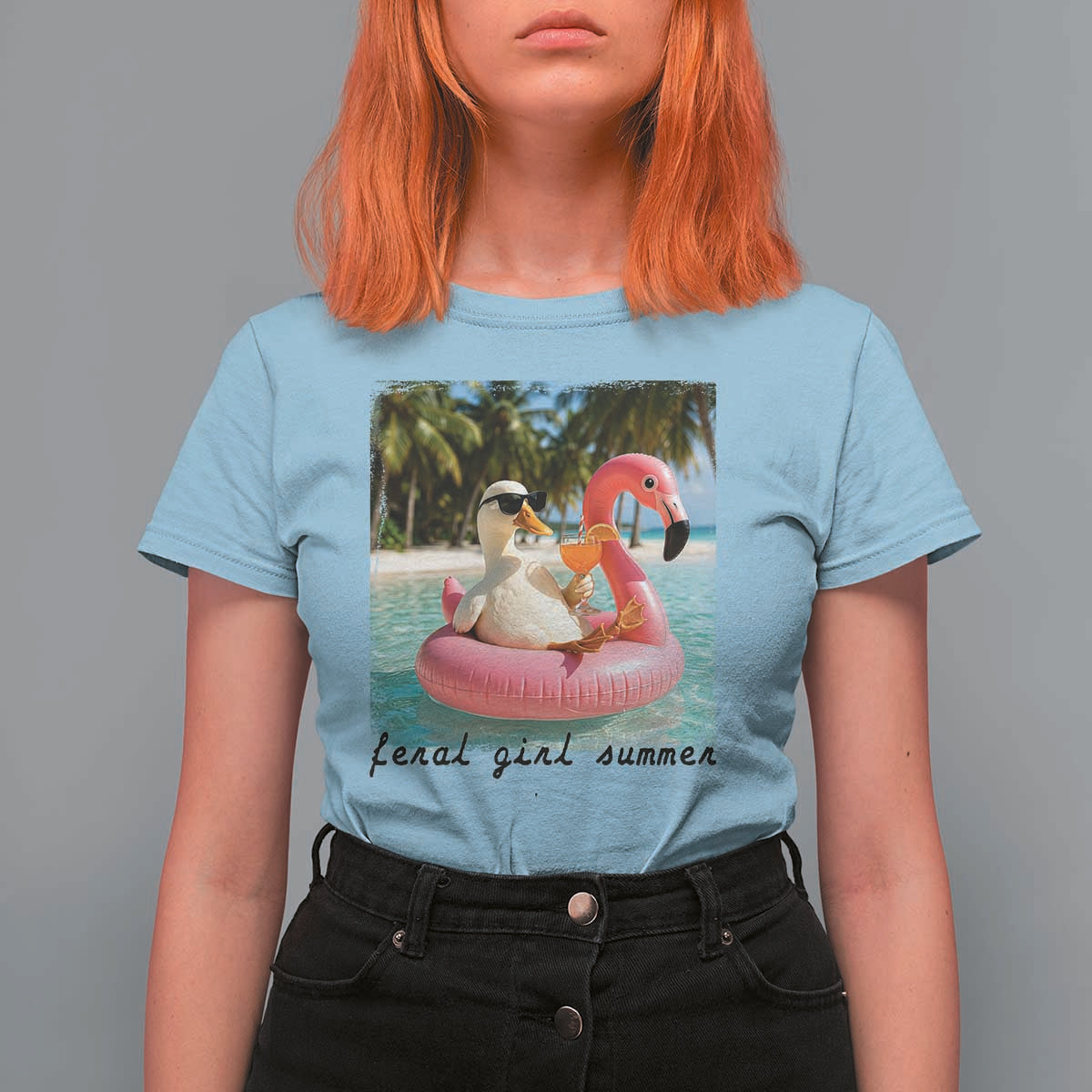 Feral Girl Summer T Shirt For Women Silly Goose Summer Beach Meme