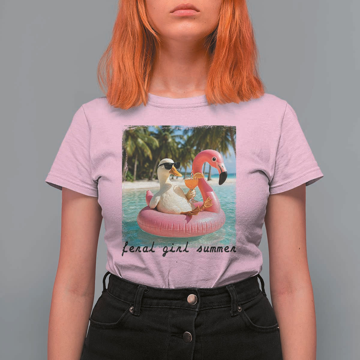Feral Girl Summer T Shirt For Women Silly Goose Summer Beach Meme