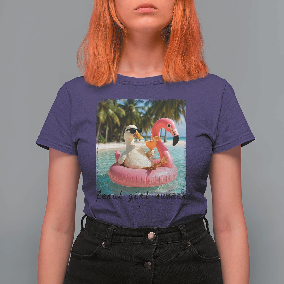 Feral Girl Summer T Shirt For Women Silly Goose Summer Beach Meme