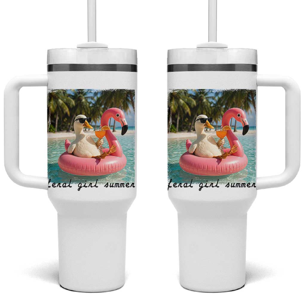 Feral Girl Summer Tumbler With Handle Silly Goose Summer Beach Meme