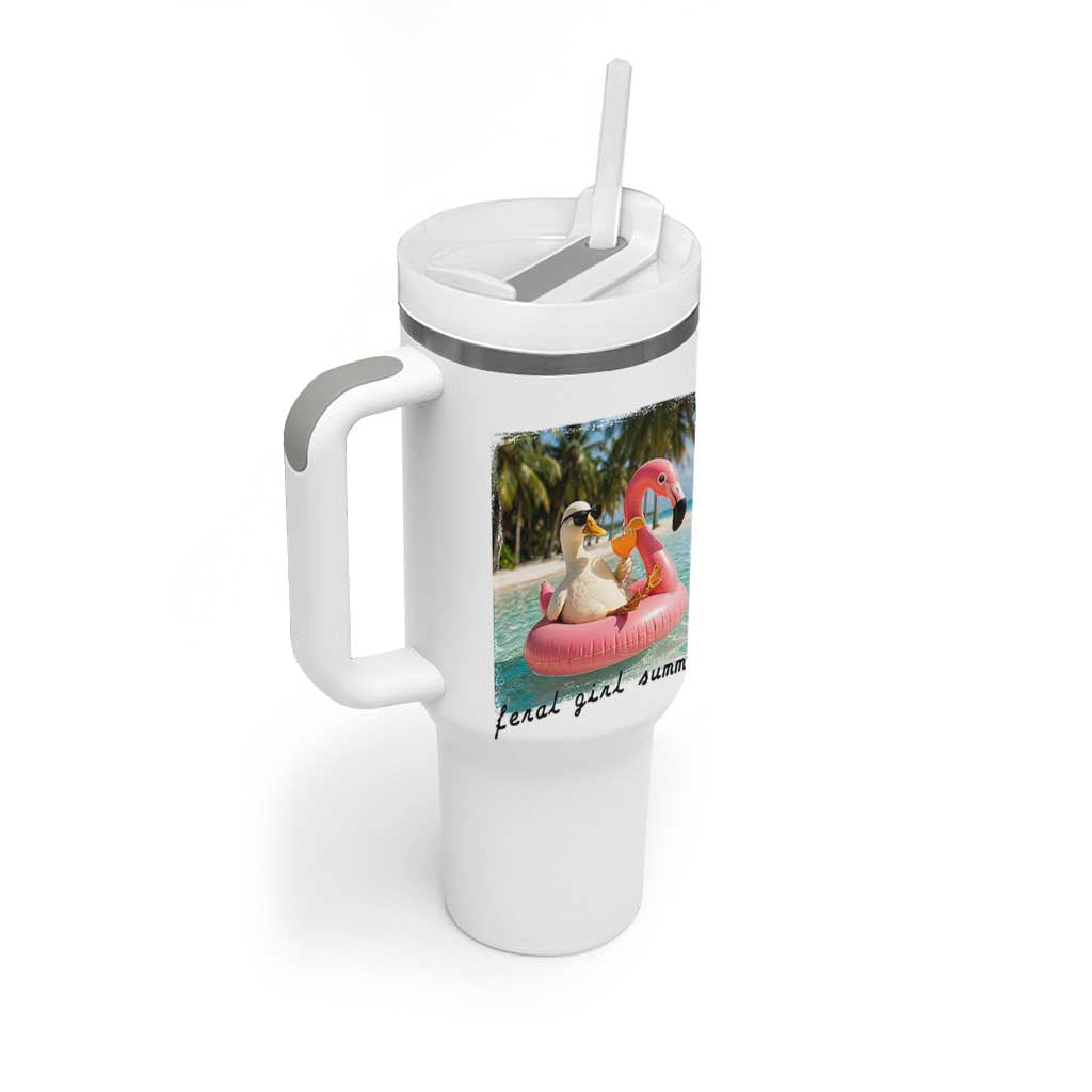 Feral Girl Summer Tumbler With Handle Silly Goose Summer Beach Meme