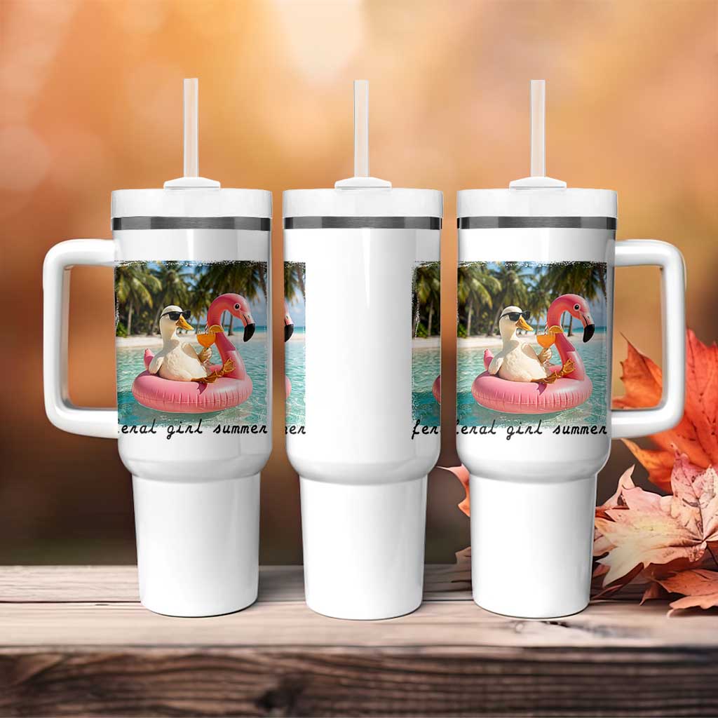 Feral Girl Summer Tumbler With Handle Silly Goose Summer Beach Meme