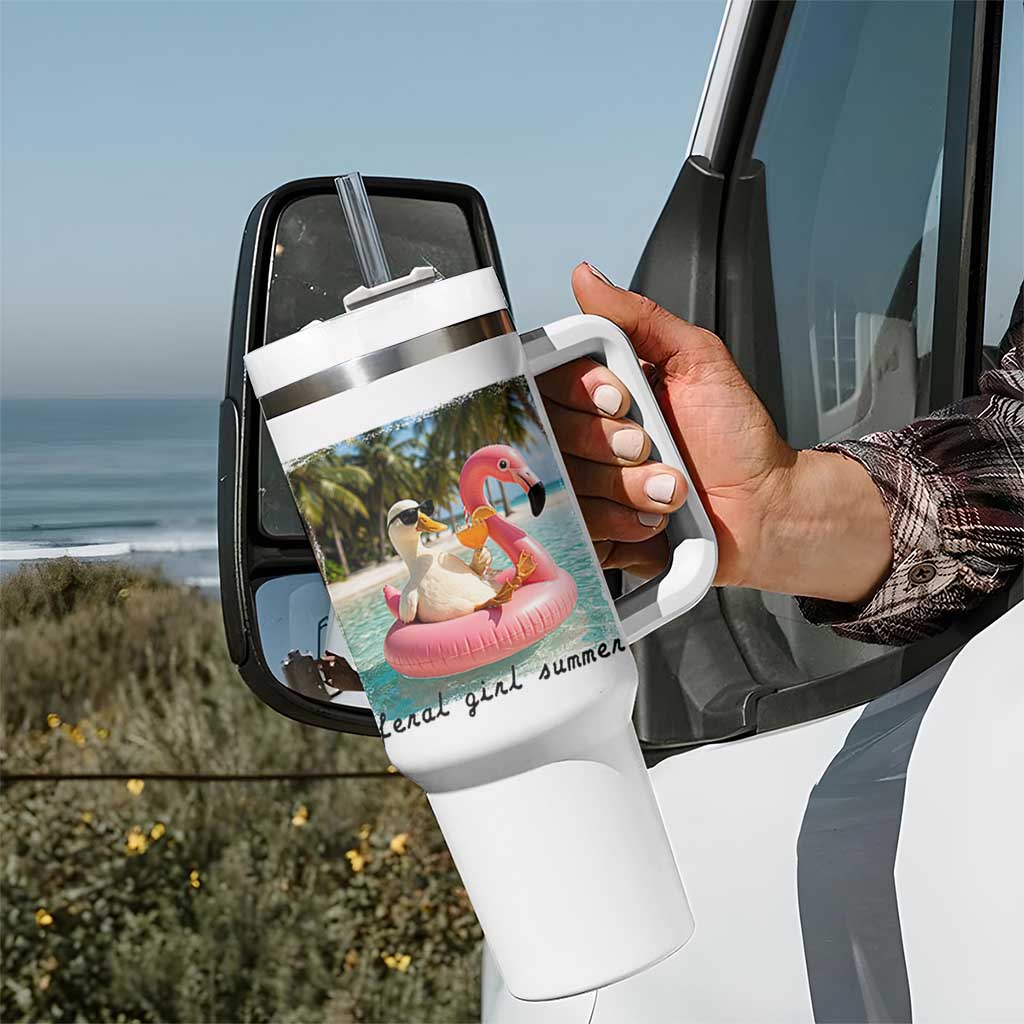 Feral Girl Summer Tumbler With Handle Silly Goose Summer Beach Meme