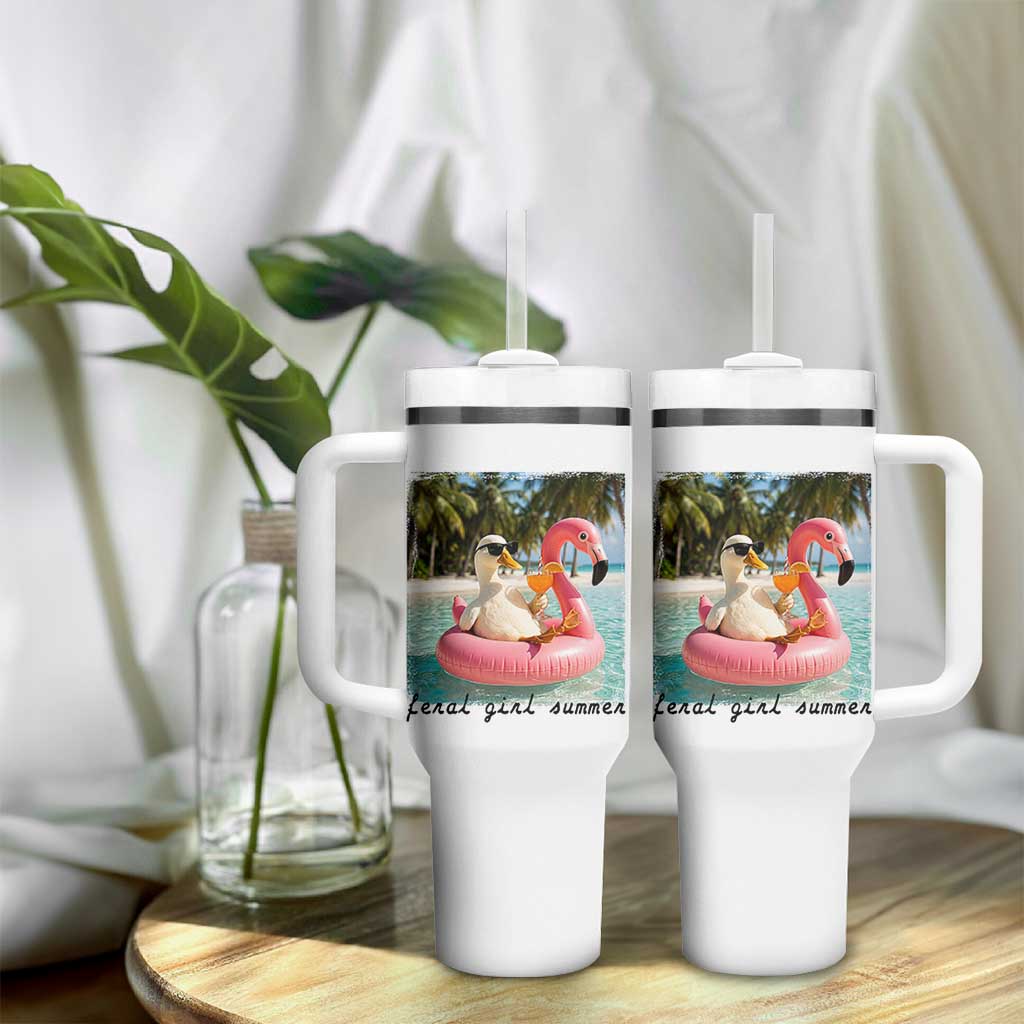 Feral Girl Summer Tumbler With Handle Silly Goose Summer Beach Meme