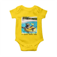 I Live Here Now Raccoon Baby Onesie Funny Summer Vacation Meme