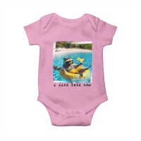I Live Here Now Raccoon Baby Onesie Funny Summer Vacation Meme