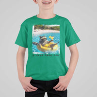I Live Here Now Raccoon T Shirt For Kid Funny Summer Vacation Meme