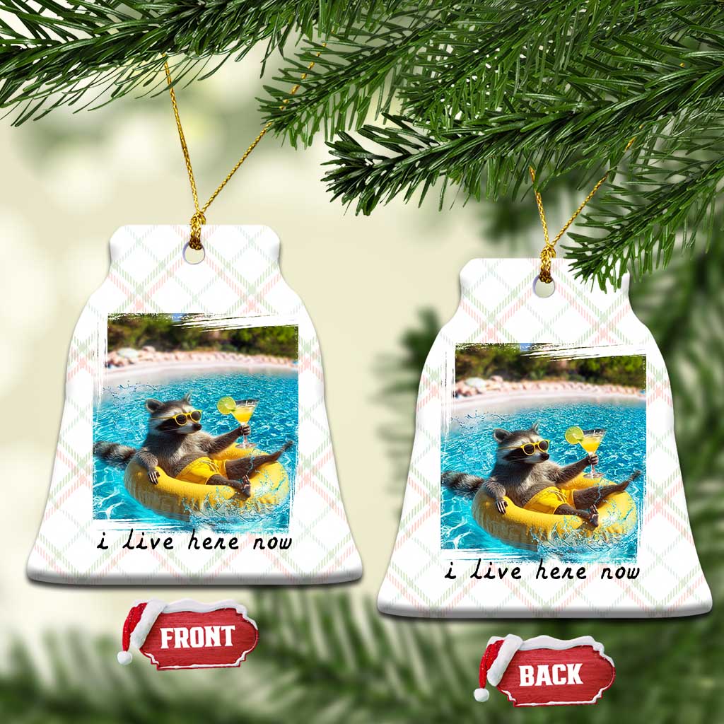 I Live Here Now Raccoon Ceramic Ornament Funny Summer Vacation Meme