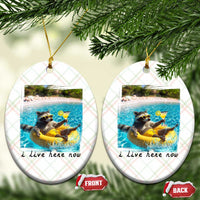 I Live Here Now Raccoon Ceramic Ornament Funny Summer Vacation Meme