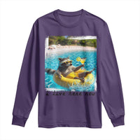 I Live Here Now Raccoon Long Sleeve Shirt Funny Summer Vacation Meme