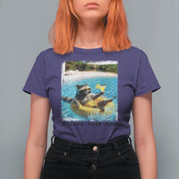 I Live Here Now Raccoon T Shirt For Women Funny Summer Vacation Meme