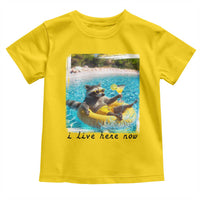 I Live Here Now Raccoon Toddler T Shirt Funny Summer Vacation Meme