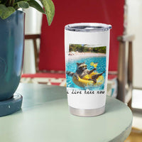 I Live Here Now Raccoon Tumbler Cup Funny Summer Vacation Meme
