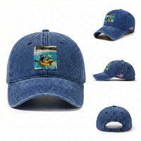 I Live Here Now Raccoon Washed Cotton Baseball Cap Funny Summer Vacation Meme