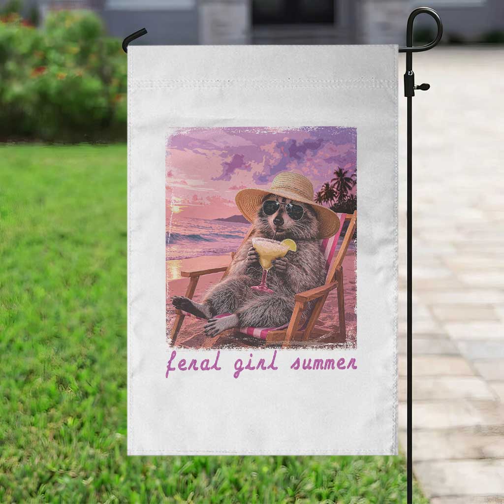 Feral Girl Summer Garden Flag Funny Raccoon Summer Beach Meme