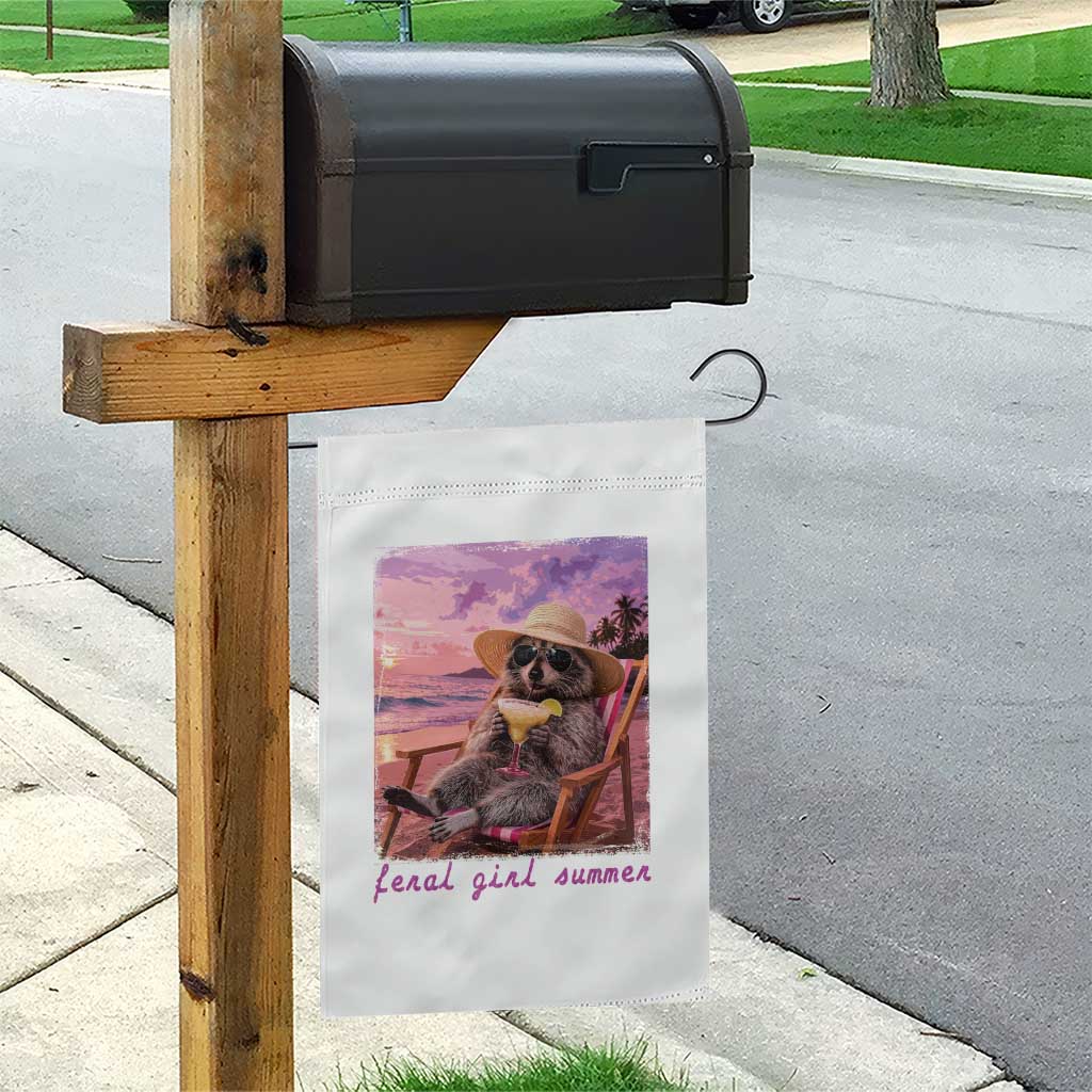 Feral Girl Summer Garden Flag Funny Raccoon Summer Beach Meme