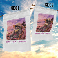 Feral Girl Summer Garden Flag Funny Raccoon Summer Beach Meme
