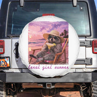 Feral Girl Summer Spare Tire Cover Funny Raccoon Summer Beach Meme