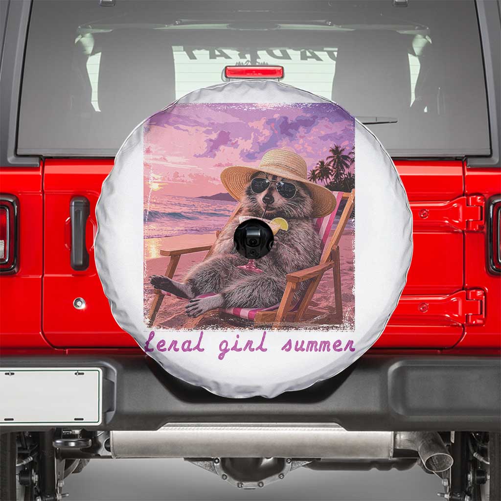 Feral Girl Summer Spare Tire Cover Funny Raccoon Summer Beach Meme
