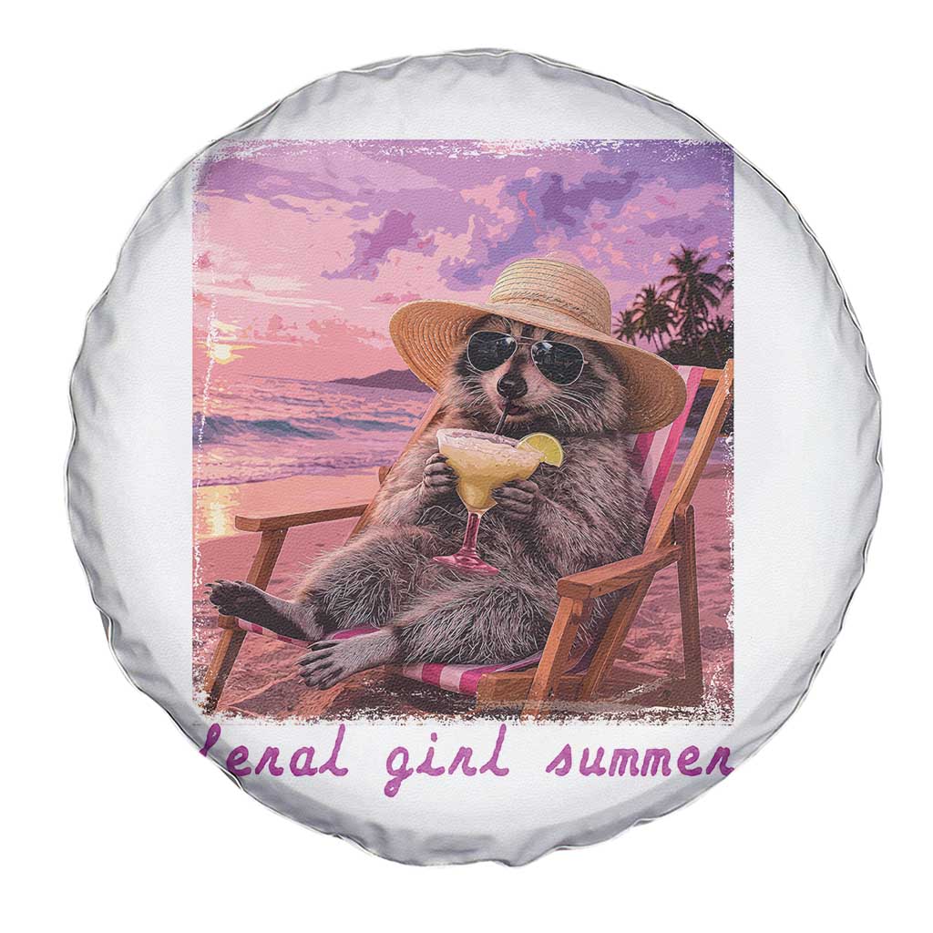 Feral Girl Summer Spare Tire Cover Funny Raccoon Summer Beach Meme