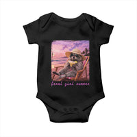 Feral Girl Summer Baby Onesie Funny Raccoon Summer Beach Meme