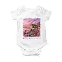 Feral Girl Summer Baby Onesie Funny Raccoon Summer Beach Meme