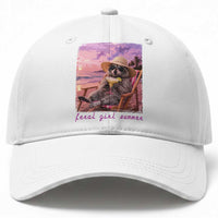Feral Girl Summer Baseball Cap Funny Raccoon Summer Beach Meme