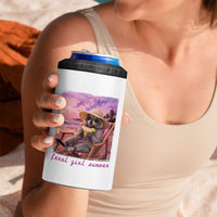 Feral Girl Summer 4 in 1 Can Cooler Tumbler Funny Raccoon Summer Beach Meme