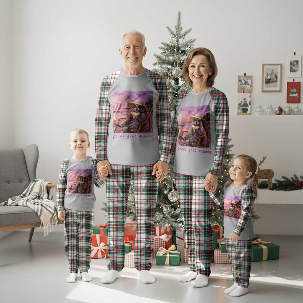 Feral Girl Summer Plaid Pajama Set Funny Raccoon Summer Beach Meme
