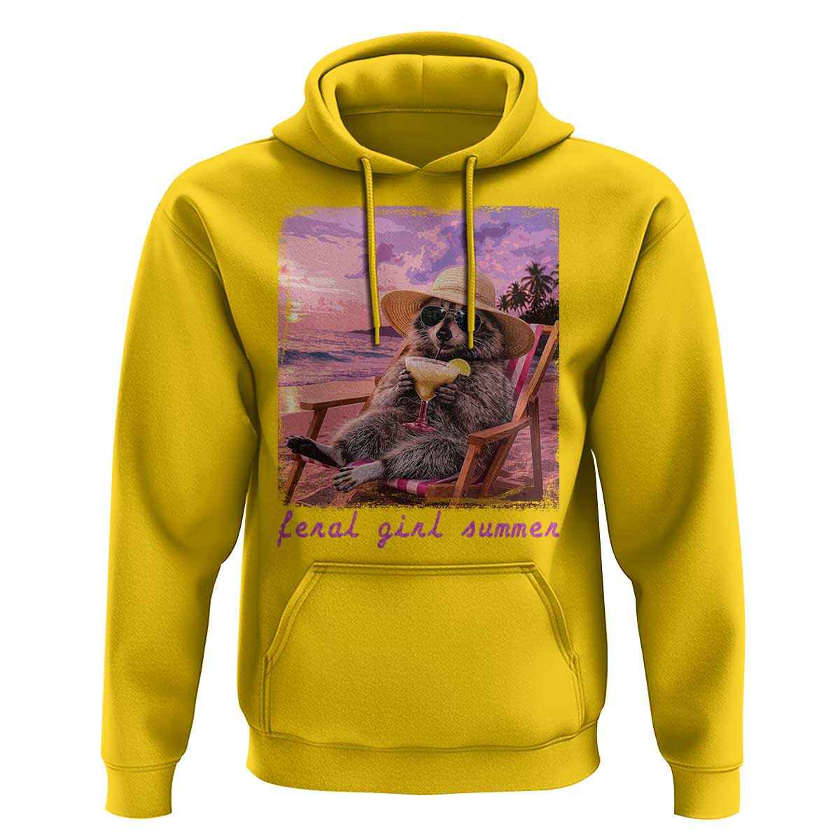 Feral Girl Summer Hoodie Funny Raccoon Summer Beach Meme