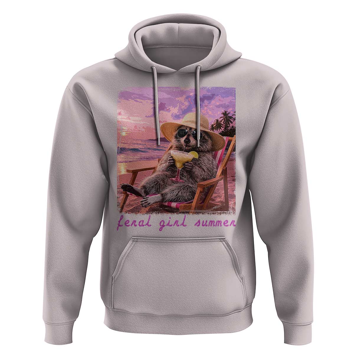 Feral Girl Summer Hoodie Funny Raccoon Summer Beach Meme