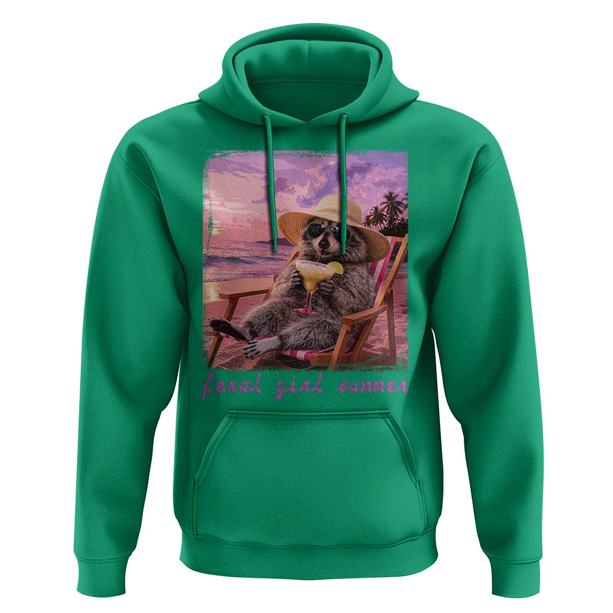 Feral Girl Summer Hoodie Funny Raccoon Summer Beach Meme