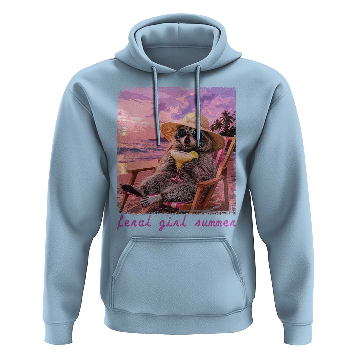 Feral Girl Summer Hoodie Funny Raccoon Summer Beach Meme