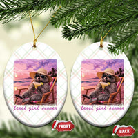 Feral Girl Summer Ceramic Ornament Funny Raccoon Summer Beach Meme