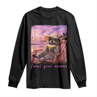 Feral Girl Summer Long Sleeve Shirt Funny Raccoon Summer Beach Meme