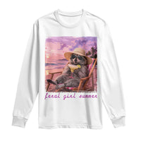 Feral Girl Summer Long Sleeve Shirt Funny Raccoon Summer Beach Meme