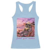 Feral Girl Summer Racerback Tank Top Funny Raccoon Summer Beach Meme