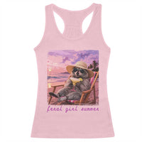 Feral Girl Summer Racerback Tank Top Funny Raccoon Summer Beach Meme