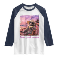 Feral Girl Summer Raglan Shirt Funny Raccoon Summer Beach Meme