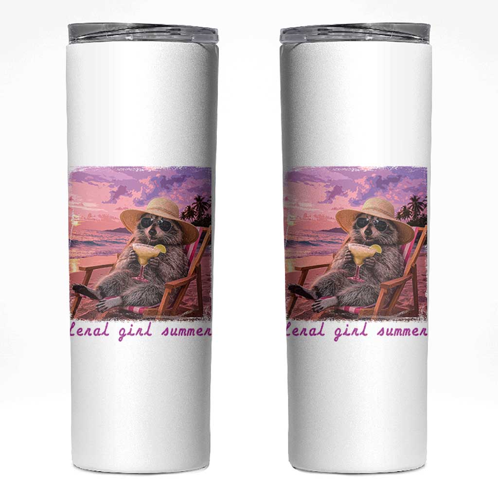 Feral Girl Summer Skinny Tumbler Funny Raccoon Summer Beach Meme