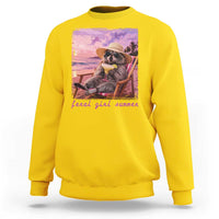 Feral Girl Summer Sweatshirt Funny Raccoon Summer Beach Meme