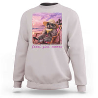 Feral Girl Summer Sweatshirt Funny Raccoon Summer Beach Meme
